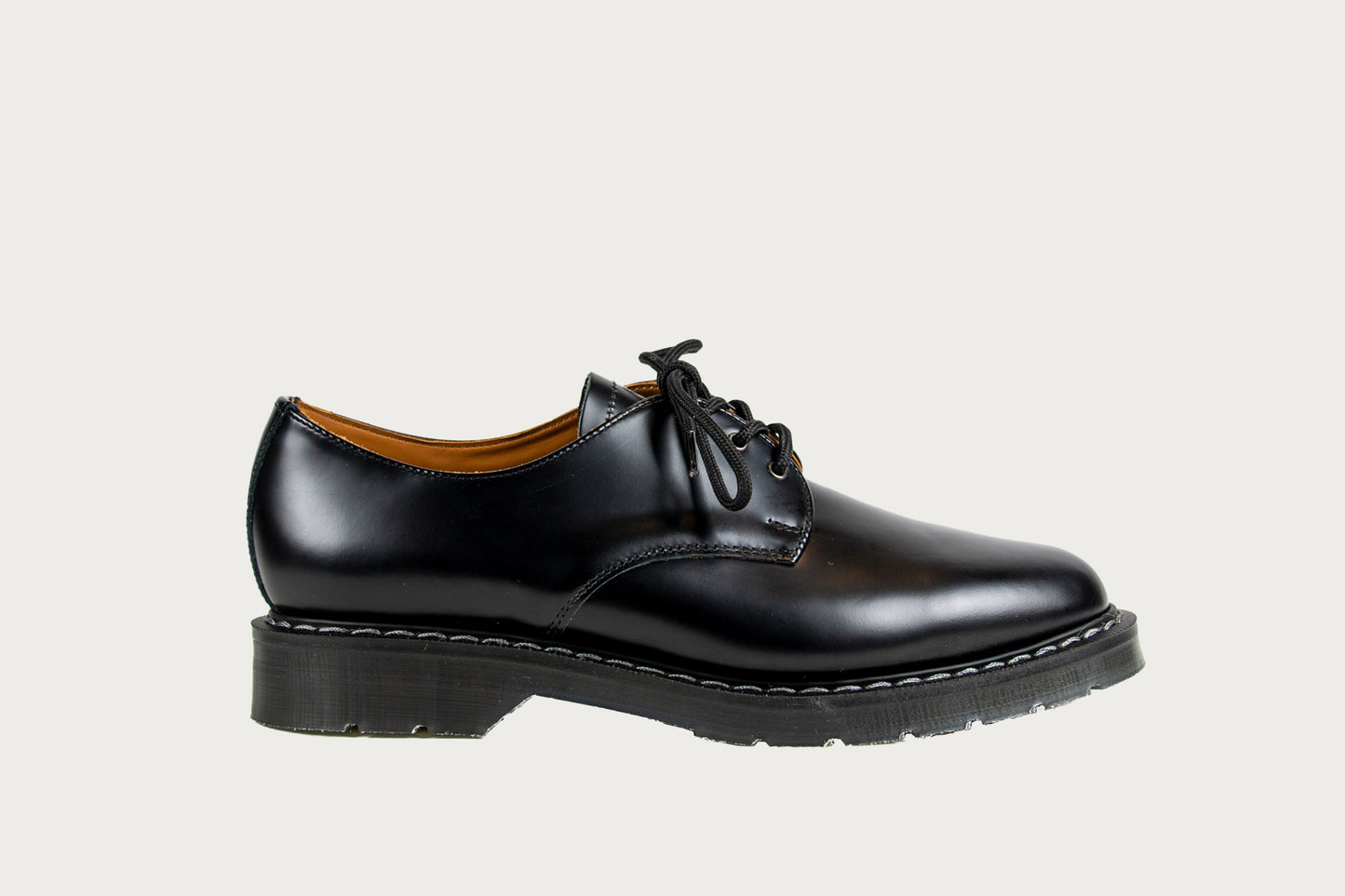 Solovair Gibson 3-Eye Shoe in Hi-Shine Black