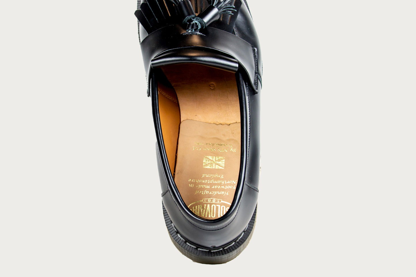 Solovair Tassel Loafer in Hi-Shine Black